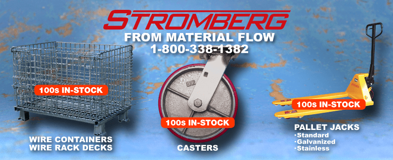 Stromberg wire containers, casters and pallet jacks from Material Flow